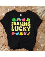 St Patricks Day Feeling Lucky Charm Irish Shamrock Rainbow Shirt Unisex Standard T-Shirt black s